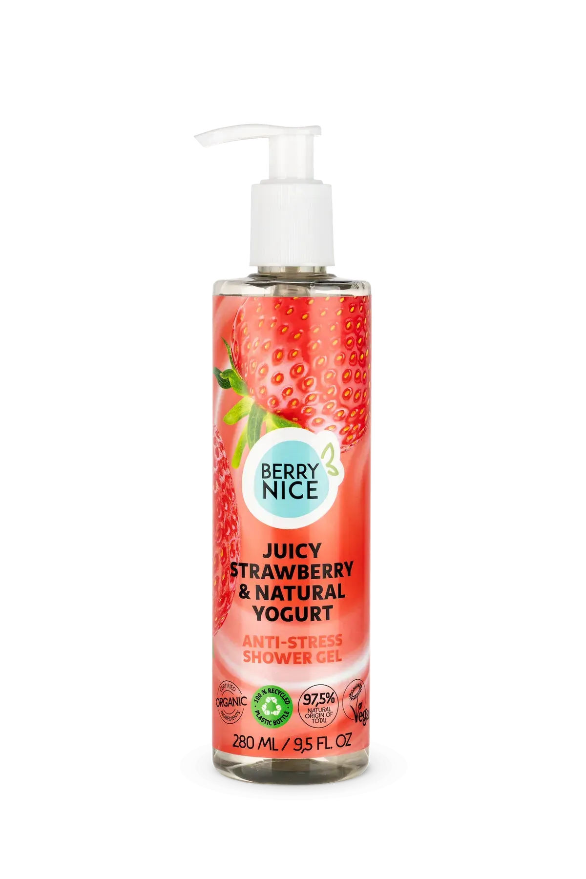 BERRY NICE Гель для душу Антистрес Соковита полуниця та Натуральний йогурт 280мл
