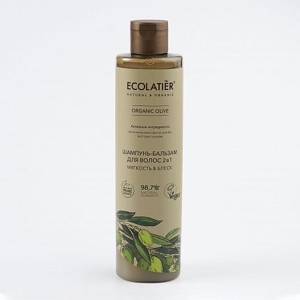 Ecolatier GREEN ORGANIC OLIVE Шампунь-бальзам для волос 2 в 1 Мягкость и Блеск 350мл