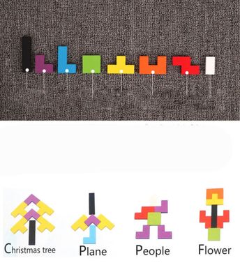 ECOLIFE Дитяча дерев'яна кольорова головоломка - тетріс