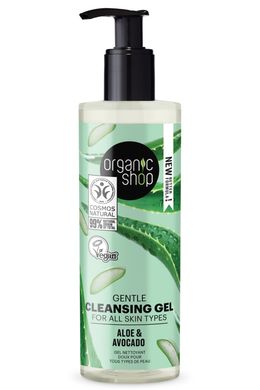 ORGANIC SHOP Гель для вмивання Ніжний очищуючий для всіх типів шкіри Авокадо і Алое 200мл/6