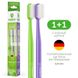 SYNERGETIC Зубная щетка для взрослых Eco dental care medium 2шт (фиолетовая, зеленая)
