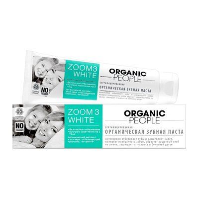 ORGANIC PEOPLE Зубная паста "Zoom 3 White" безопасное отбеливание 100гр