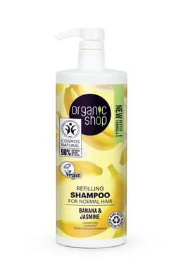 ORGANIC SHOP Шампунь для нормального волосся Відновлення Банан і Жасмин 1000мл