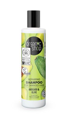 ORGANIC SHOP Шампунь для пошкодженного волосся Відновлюючий Авокадо і Оліва 280мл